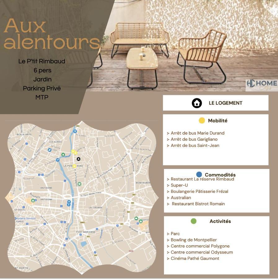 Le P'Tit Rimbaud, 6 Pers, Parking Prive, Jardin,Wifi Apartman Montpellier Kültér fotó